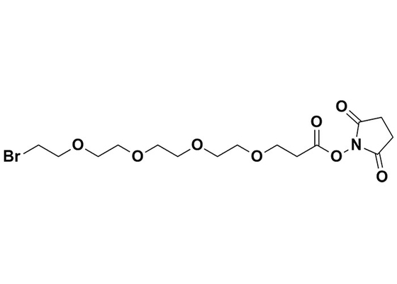 Bromo-PEG4-NHS ester, Bromo-PEG can be reacted with nucleophilic reagents such as a thiol group.